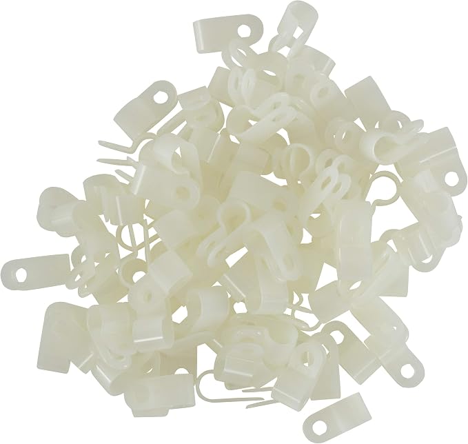 GTSE White Nylon Plastic Cable Clamps, 5/16" Screw Mounts - Image 2