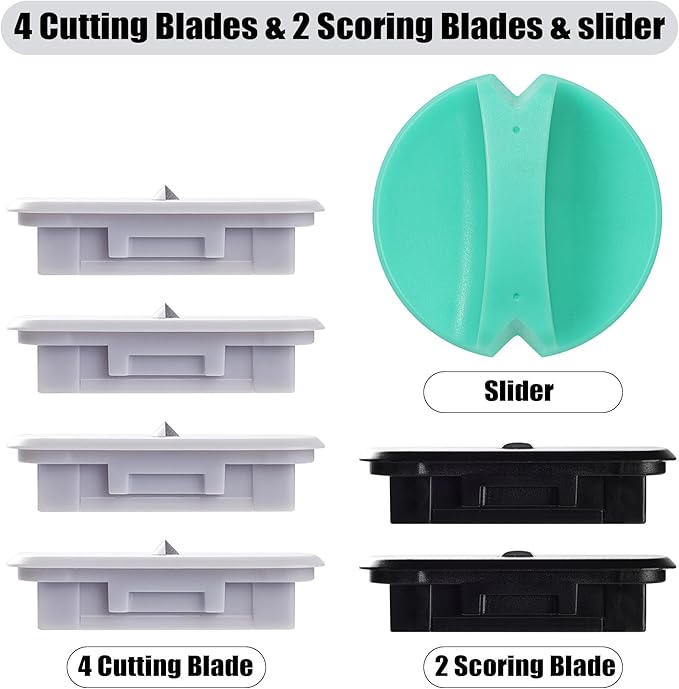 6-Pack Trimmer Replacement Blades for Fiskars Paper Trimmer, Replacement Blade for All Series of Fiskars/Portable&Precision Trimmer,Arts and Crafts,4 Cutting&2 Scoring Blades,Slider,Ice Blue-DeskLoop Office