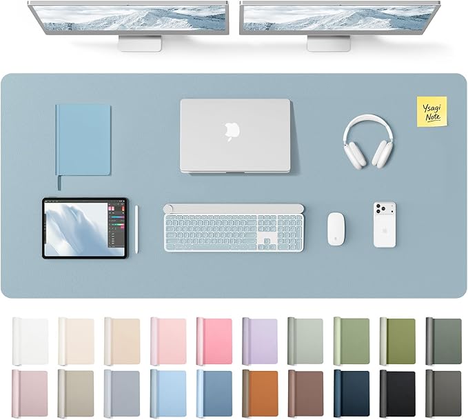 YSAGi Leather Desk Pad Protector, Office Desk Mat, Large Mouse Pad, Non-Slip PU by YSAGi