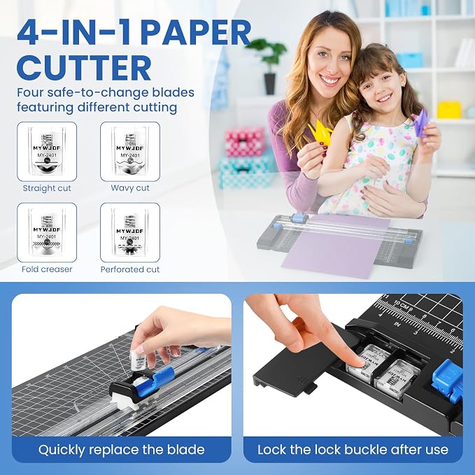 Paper Cutter, 12 Inch Rotary Trimmer, 5 Blades 4 Functions, - Image 5
