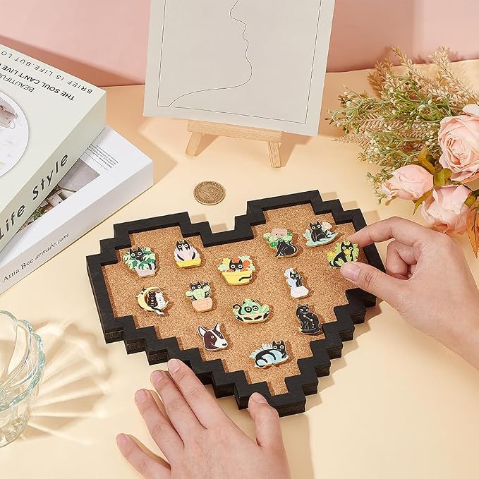 BENECREAT Pin Board Pixel Heart Cork Board, 0.8inch Thick Wall Mounted Cork - Image 3