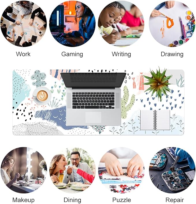 Colorful Star Large Mouse Pad, Waterproof PU Leather Abstract Desk Mat - Image 7