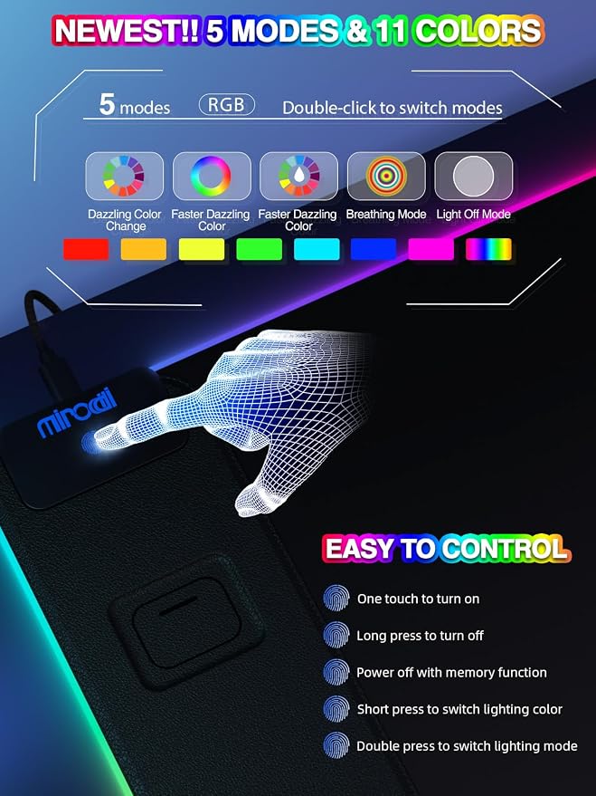 Mouse Pad with 15W Magnetic Wireless Charging, RGB Mousepad - Image 4