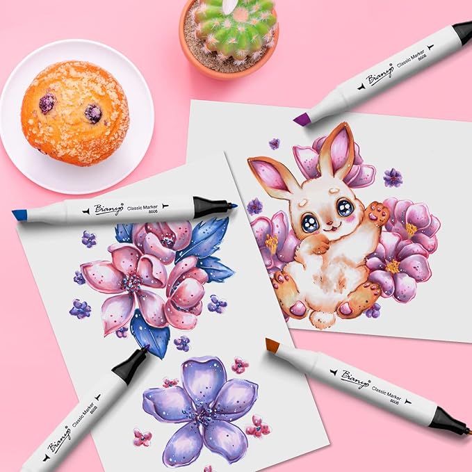 Bianyo 72 Pastel Markers Alcohol Marker Set, Dual Tip Art Markers Set, Alcohol-Based Ink Permanent Marker with Premium Grey Bag for Adults, Kids, Amateurs, Coloring, Drawing, Outlining, highlighting-DeskLoop Office