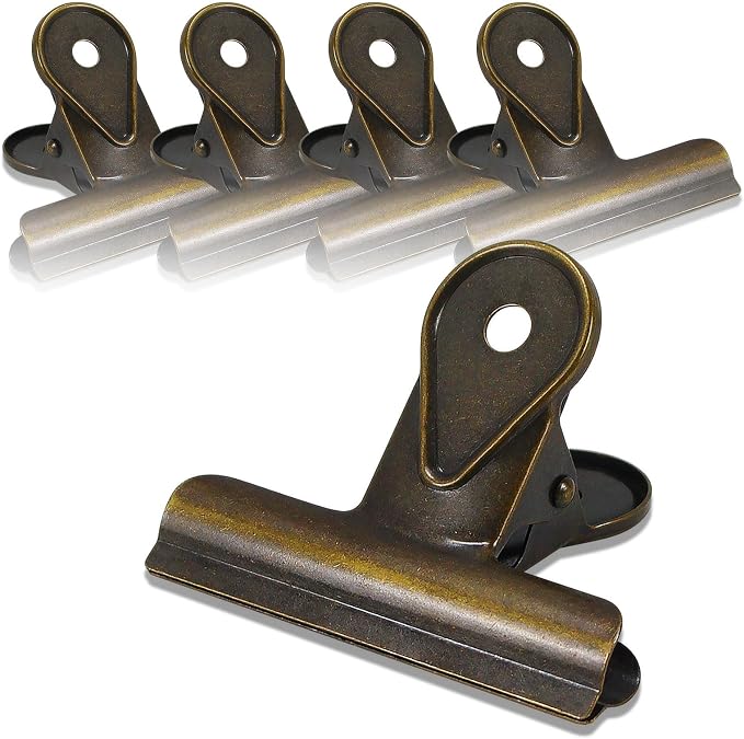 Koqye 5 Pcs Vintage Bronze Bulldog Clips, Antique Metal Journal Clips to Hold by Koqye