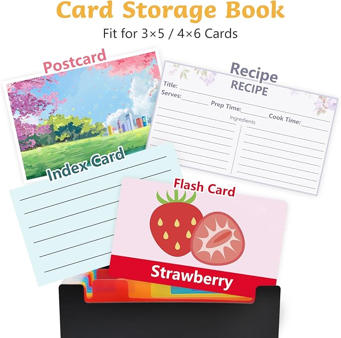 4x6 Inch Index Card Holder Box Organizer Storage Case 3x5 Inch Flash Note Card - Image 4