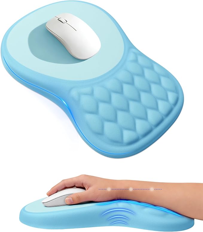 Ergonomic Mouse Pad with Wrist Rest, Slope Design Memory Foam Support, Smooth by PVIPCZ