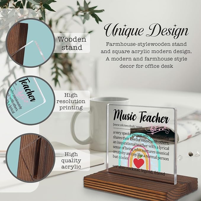 Music Teacher Gift Desk Sign, Inspirational Thank You Plaque - Image 3