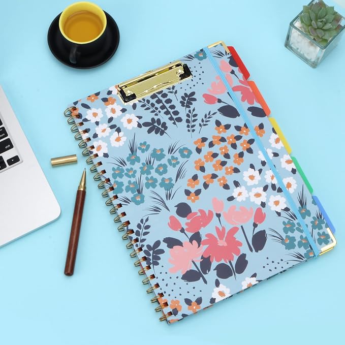 Spiral Clipboard Folio with Refillable Lined Notepad, 5 Extra Folders, 10 - Image 6