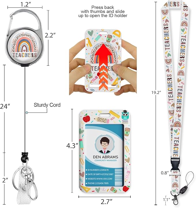 Piefly Teacher Lanyards for Id Badges, Rainbow Teachers Badge Holder - Image 5