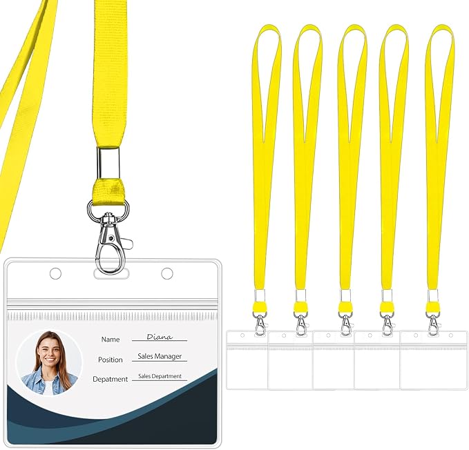 Clear ID Badge Holder with Lanyard, Horizontal Display, Zipper Resealable by WILLIZTER