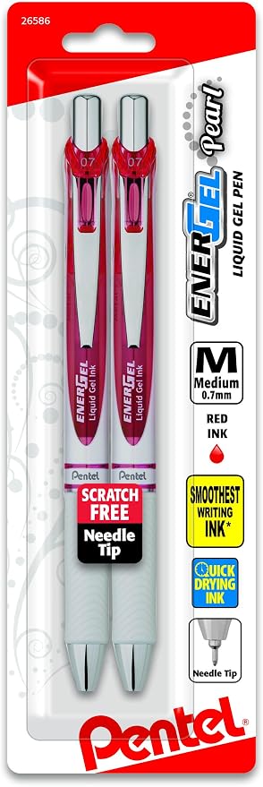 Pentel EnerGel Pearl Retractable Liquid Gel Pen, Needle Tip Medium Line by PentelofAmerica