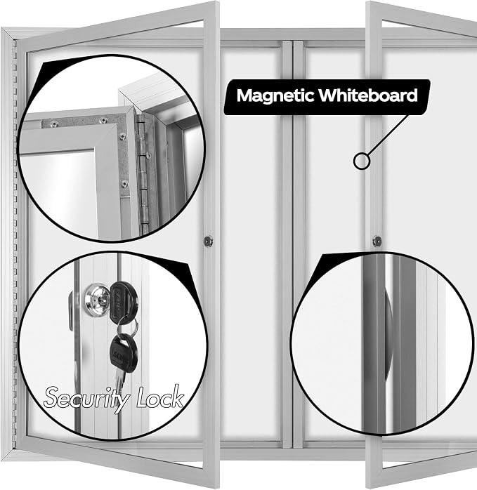 INNOVART Enclosed Bulletin Board 48”x36”, Lockable Dry Erase Noticeboard - Image 4