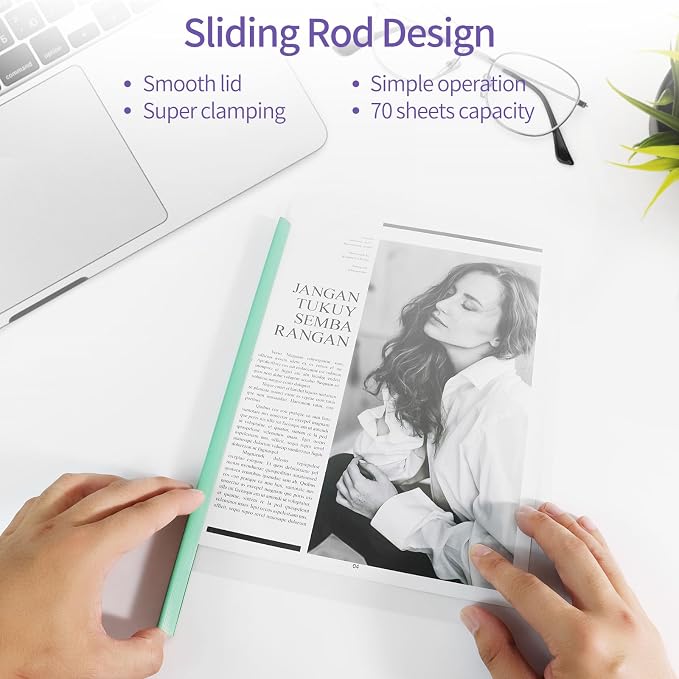 10 Sliding Bar Report Covers A4 Letter Holds 70 Sheets Multi Color | Sliding - Image 6