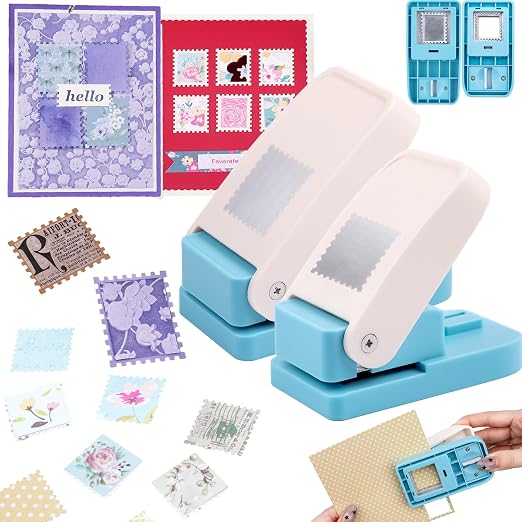 BAOFALI 2Pcs/Set Stamp Puncher 1.25x1.5 Inch & 1 Inch Square Postage Stamps by BAOFALI