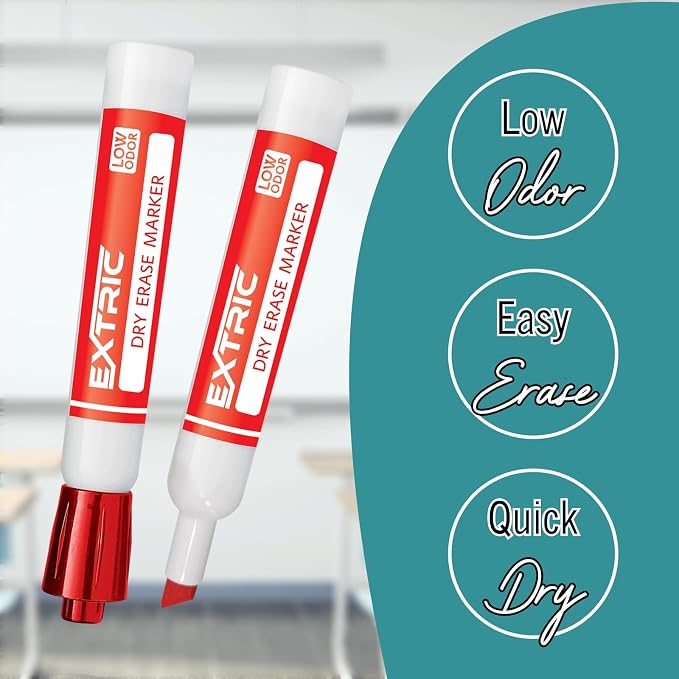EXTRIC Red Dry Erase Markers 36 PK Whiteboard Marker Bulk Chisel Tip | Use: - Image 2