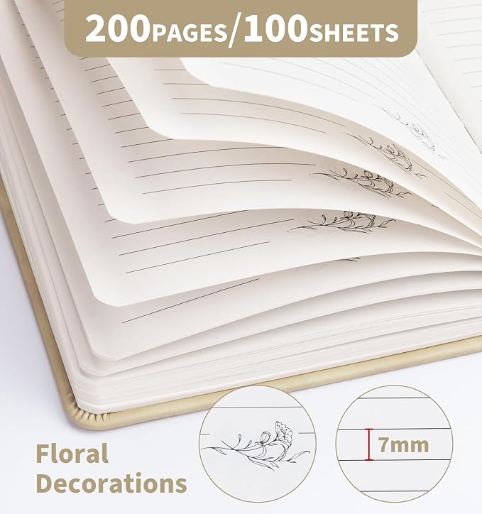 Lined Journal Notebook for Women Men, A5 Hardcover Leather Journals for Writing - Image 3