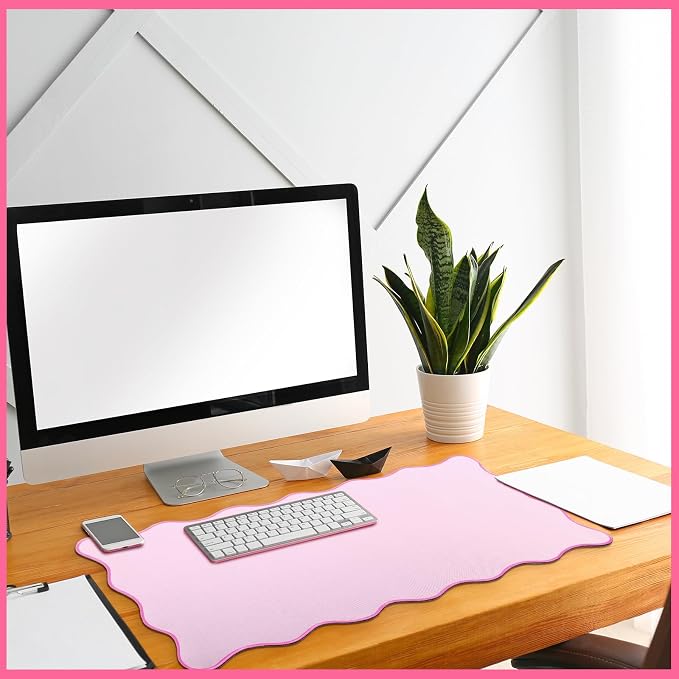 Hahafelt Scalloped Desk Mat Large Desk Pad Cute Coquette Table Mat Back to - Image 6