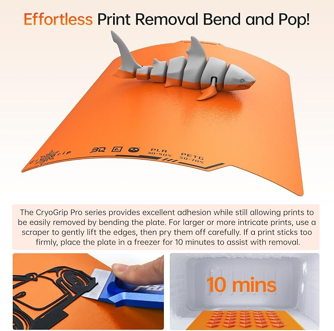 BIQU Cryogrip Pro Frostbite Matte Orange Cold Build Plate - Image 7