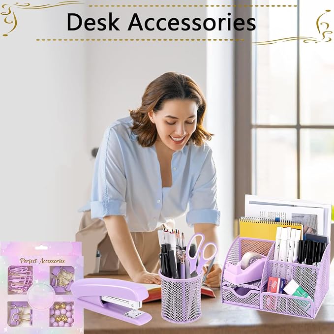 Office Supplies, Desk Accessories, Stapler and Tape Dispenser Set, 1000 Staples - Image 9