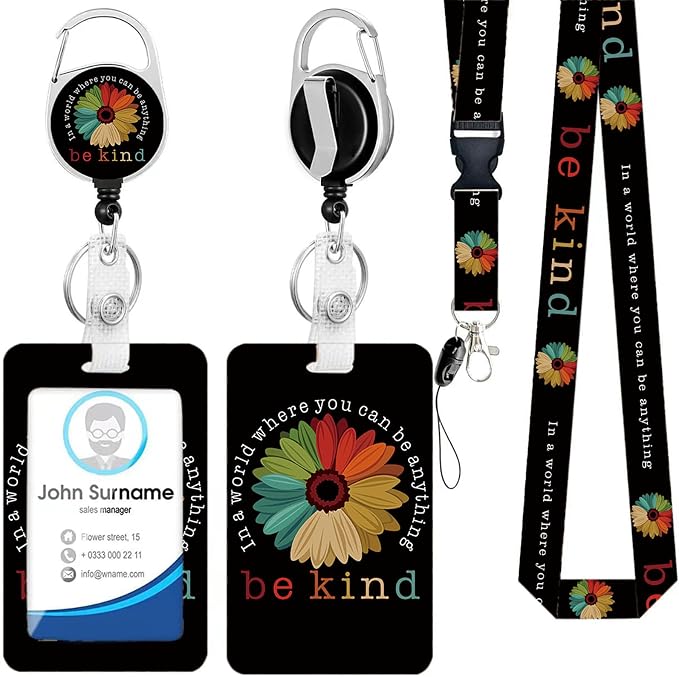 Id Badge Holder with Lanyard, Positive Badge Holder with Reel Retractable by Dooyilets