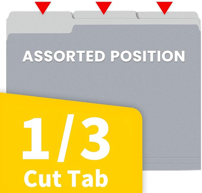 SUNEE File Folders Letter Size Gray, 100 Pack Manilla Folders 8.5 x 11 1/3-Cut - Image 4