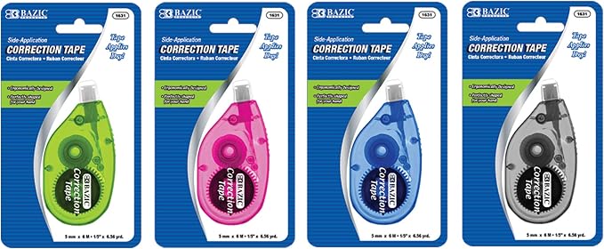 BAZIC Correction Tape 5 mm x 236", Mini Instant Corrections, 1 Unit, Random by BAZICProducts