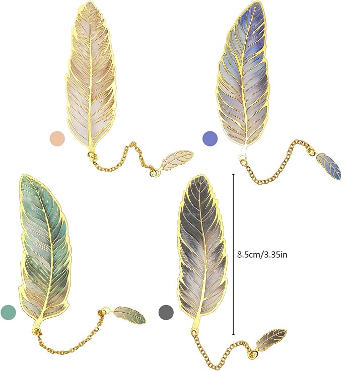 4 Pieces Metal Feather Bookmarks - Image 3