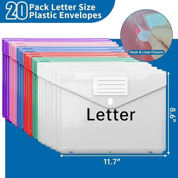 Binder Folders Organizer with 20 Pack Heavyweight Plastic Pockets, Fireproof - Image 4