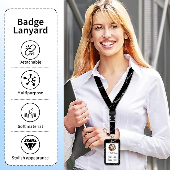 Badge Lanyard and ID Badge Holder, Retractable Badge Reels - Image 7