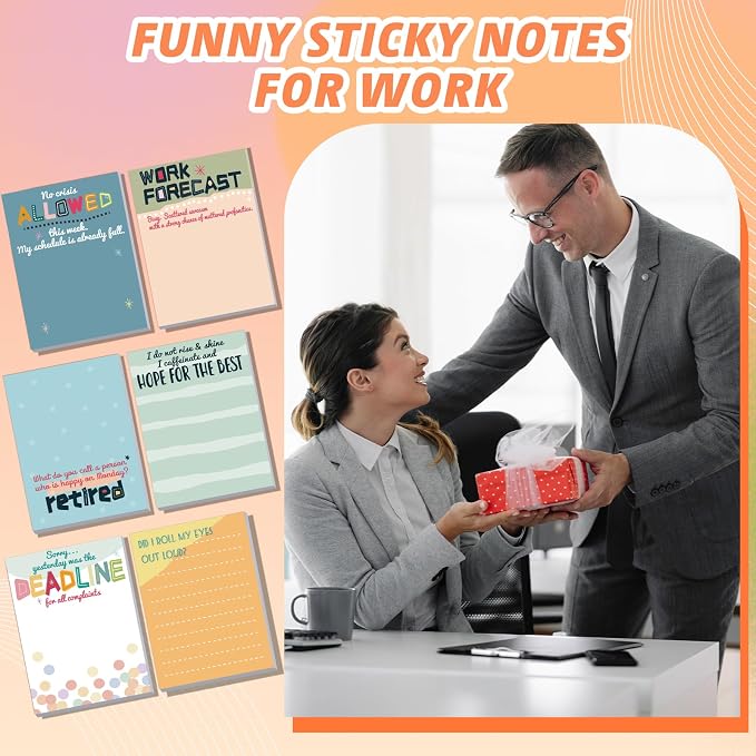 12 Pcs Funny Sticky Notes for Work 4x3 Inches Sarcastic Self Adhesive Notepads - Image 4