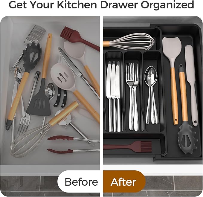 ukeetap Extra Large Expandable Silverware Organizer, BPA-Free Food-Safe Cutlery - Image 6