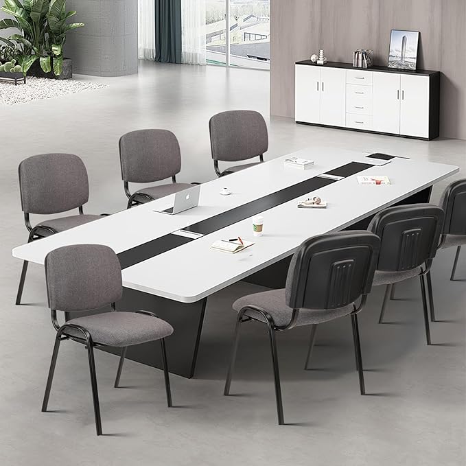 CLATINA Set of 5 Pack Waiting Room Chair Fabric Grey Stackable Chairs Metal Frame with Thickened Seat Back Cushion for Waiting Conference Room Guest Chairs-DeskLoop Office