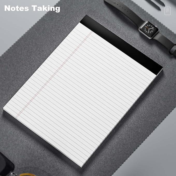 Legal Pads 8.5 x 11 Note Pads 8.5 x 11 Wide Ruled Notepad Lined Paper Writing Pads for Home, School, Office Use, 80gsm Perforated Legal Pad - Sturdy Cardboard Backing Support, 8 Pack (30 Sheets/Pad)