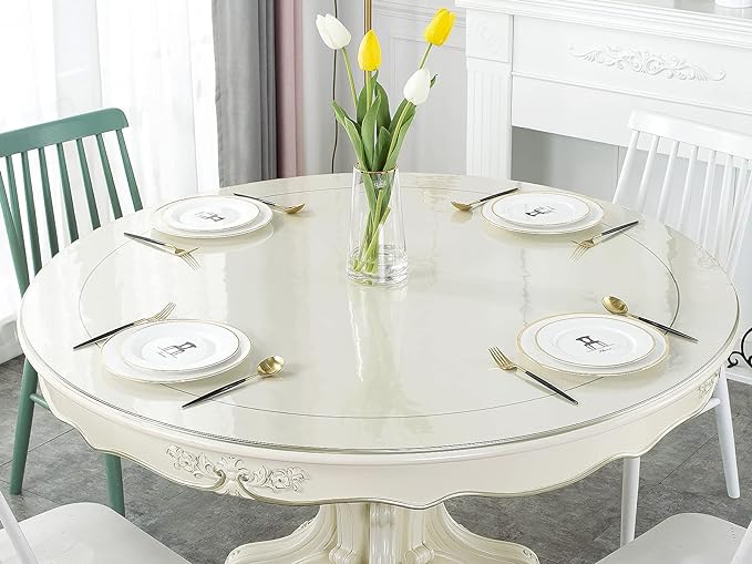 Deep Dream 1.5mm Thick 54 Inches Clear Round Table Protector, Round Table Cover by DeepDream