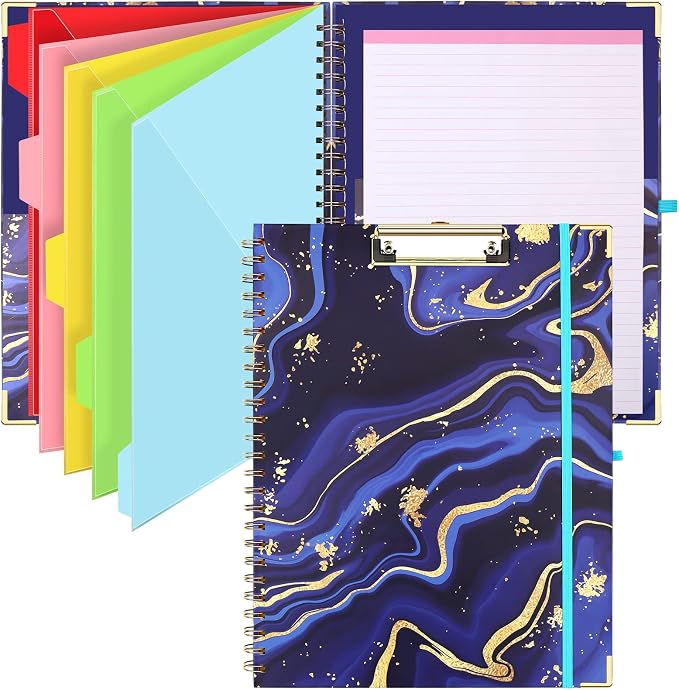 HWPRATO Spiral Clipboard Folio Letter Size Clipboard Folio 5 Dividers by Home