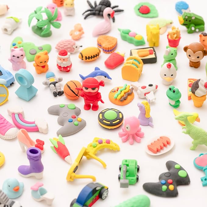 CLOCK KING 132pcs 3D Cute Kids Erasers, Random Desktop Pet Toys Gifts, - Image 4