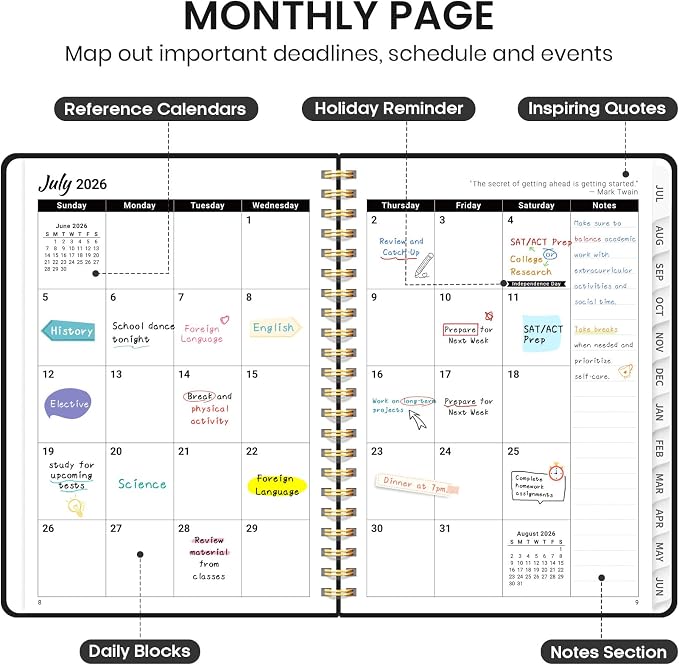 Planner 2026-2027 for Women & Men, Academic Monthly and Weekly Calendar Planner - Image 2