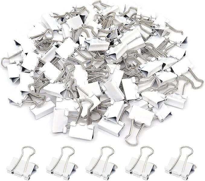Mini Binder Clips, Paper Clip, Small Paper Clamps 15mm, 100 Pack Micro Size by YCVIORING