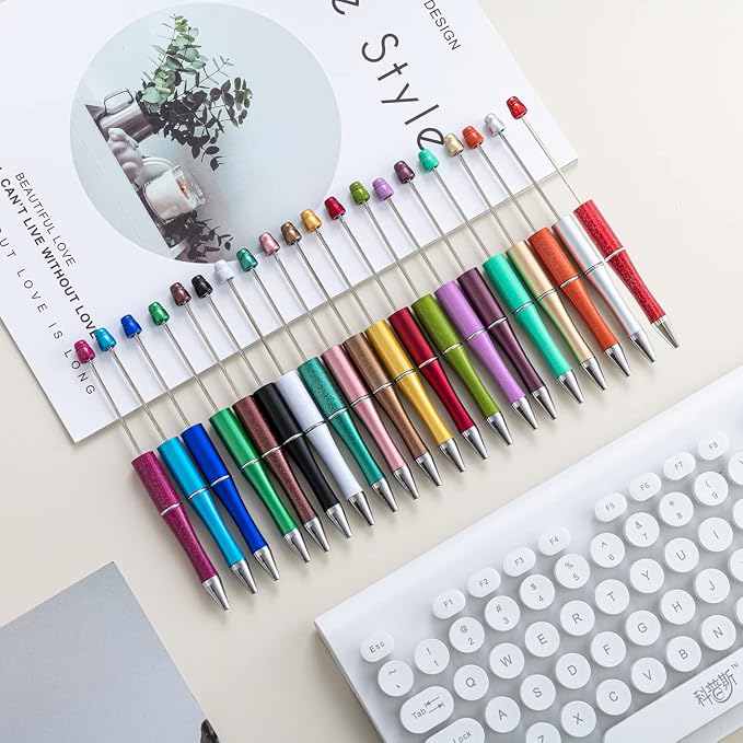 PASISIBICK 20 Colors Plastic Beadable Pens, 20 Pieces - Image 4