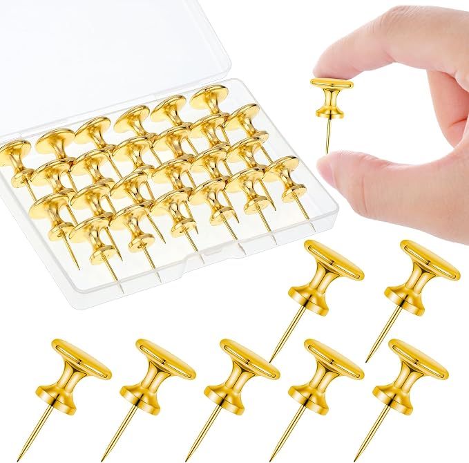 30 Count Jumbo Metal Push Pins 1.14 Inch Gold Giant Thumb Tacks by BESARME