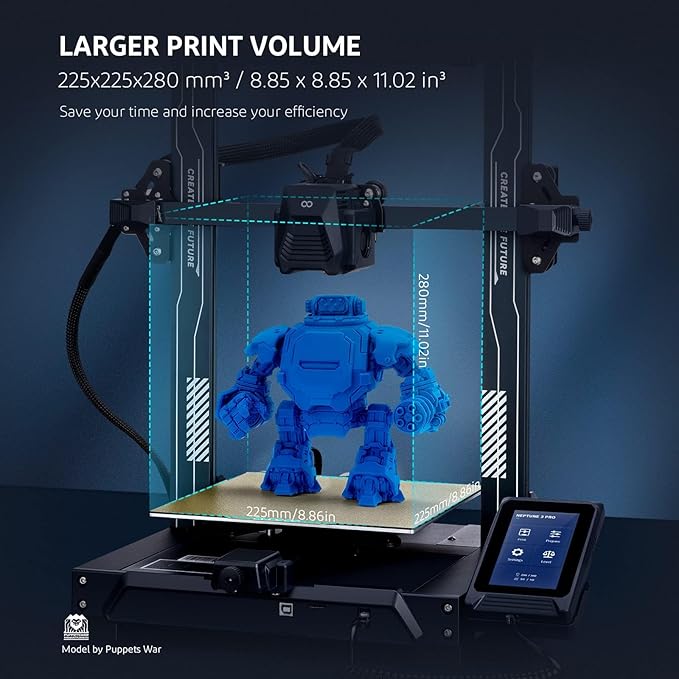 ELEGOO Neptune 3 Pro 3D Printer with Auto Bed Leveling, Dual-Gear Direct Extruder, Dual Lead Screw Drive, Removable Capacitive Screen,8.85x8.85x11in Large Printing Size-DeskLoop Office