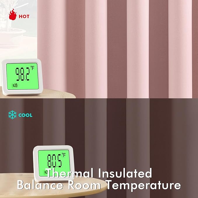 MIULEE Short Curtains for Windows - Baby Pink Blackout Half Window Curtains Thermal Insulated Privacy Drapes for Kitchen Bedroom Bathroom Grommet Top Small Basement Tiers W40 x L36 Inch 2 Panels-DeskLoop Office