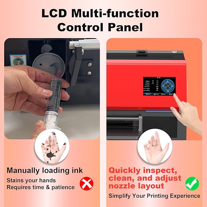 MZK A3 Plus DTF Printer XP600 Doubled-Speed,13+" DTF Film,Built-in Holiday Automatic Timed Cleaning Printhead,LED Multi-Function Fouch Screen,Film Cutter,White Ink Circulation,Gift Ink 2 Year-DeskLoop Office