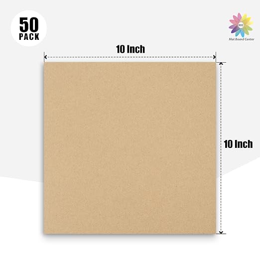 Mat Board Center, 50 Corrugated Cardboard Sheets 10x10 Inches Flat Card Board - Image 2