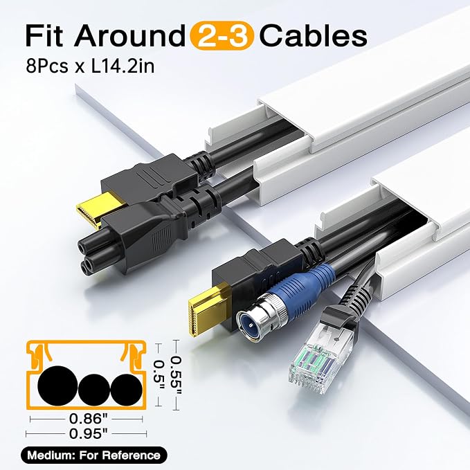 Delamu Cord Covers for Wires on Wall, 113.4in TV Cord Hider, Self-adhesive - Image 2