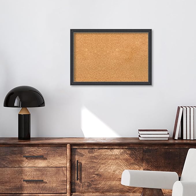 Amanti Art Natural Cork Board for Wall, 18x26 Vision Board with Black Wood Frame, Medium Corkboard Office Decor for Home Organization, Traditional Corkboard Pinboard to display items for home-DeskLoop Office
