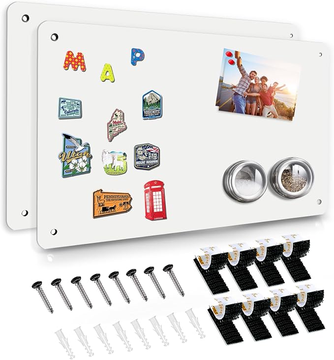 White 2Pack Magnetic Board, 17.5" x 11.4" Magnet Bulletin Board to Display by HYHOSHI