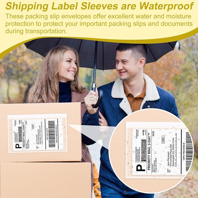 AZUREAL 60PCS Shipping Label Sleeves, 6.7" x 9.8" Packing Slip Pouches - Image 5