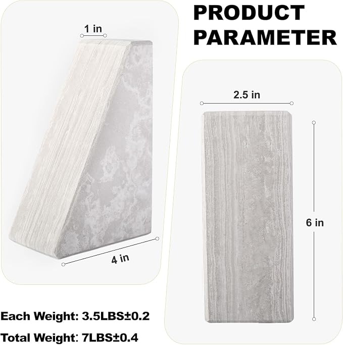 Marble Bookends for Heavy Books, Decorative Book Ends for Shelves, Durable and - Image 7